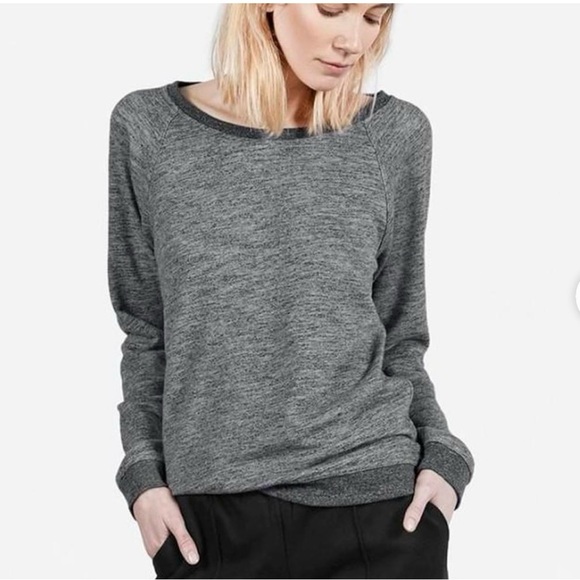 Everlane Crewneck Sweatshirt Size Medium Grey Heathered 100% Cotton - Picture 1 of 7